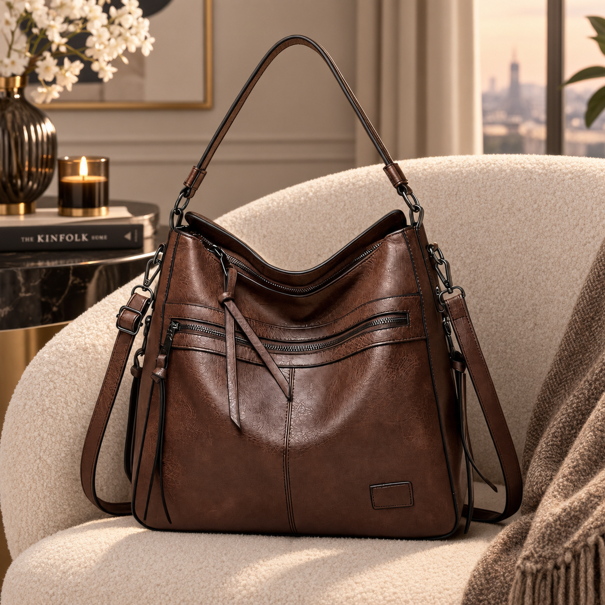 Sac hobo cuir vieilli